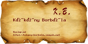 Kökény Borbála névjegykártya